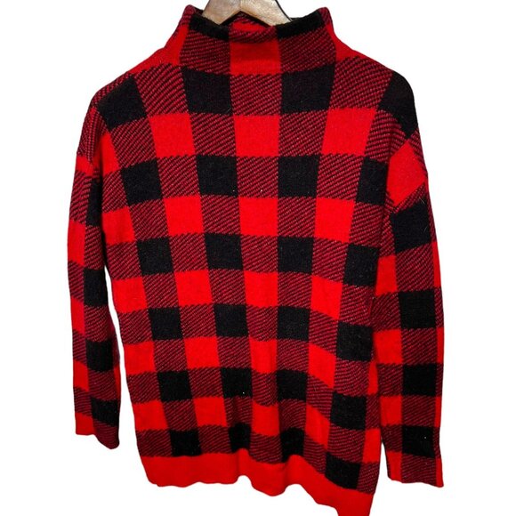LOFT Sweaters - Women's Loft Buffalo Check Sweater Black/Red Size Small